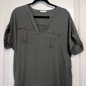 Maurices Olive V-Neck Blouse